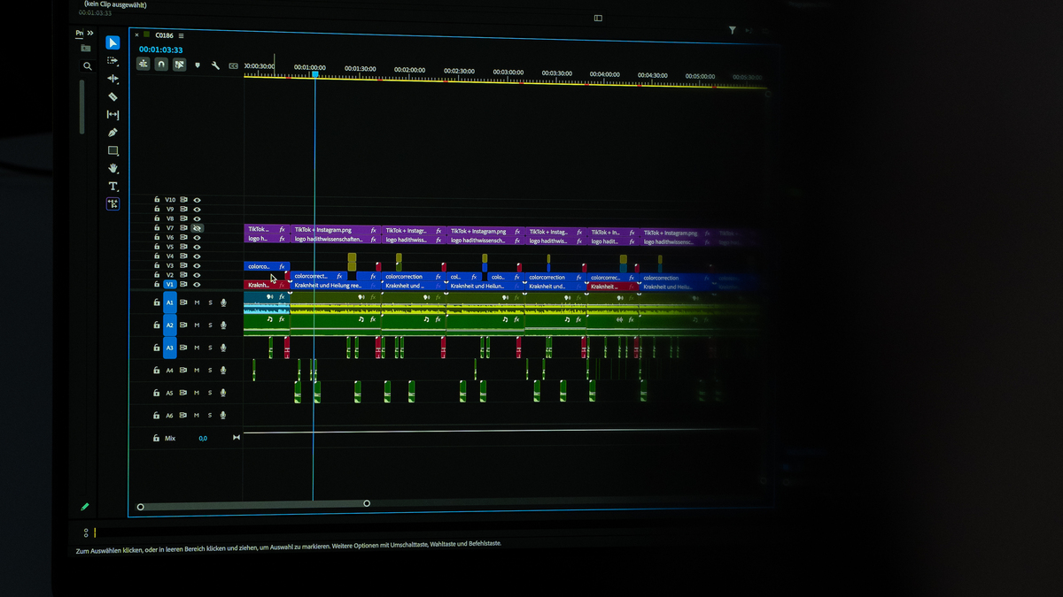 Timeline eines Videoprojekts in der Bearbeitung